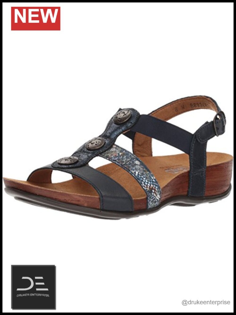 SAS Women's Ankle Strap Sandals Leather Open Toe Low Wedge Heel Slide
